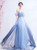 In Stock:Ship in 48 Hours Blue Tulle Pleats Appliques Prom Dress