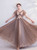 In Stock:Ship in 48 Hours Coffee Tulle Appliques Prom Dress