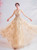 In Stock:Ship in 48 Hours A-Line Gold Sequins Tulle Prom Dress