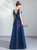 In Stock:Ship in 48 Hours Navy Blue Lace Tulle Beading Prom Dress