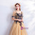 In Stock:Ship in 48 hours Yellow Short Sleeve Appliques Prom Dress