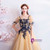 In Stock:Ship in 48 hours Yellow Short Sleeve Appliques Prom Dress