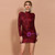 In Stock:Ship in 48 Hours Burgundy Sequins Mini Party Dress