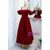 Burgundy Satin Beading Backless Prom Dress