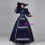 Navy Blue Satin Long Sleeve Rococo Vintage Victorian Dress