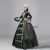 Dark Green Satin Long Sleeve Rococo Baroque Vintage Dress
