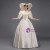 Champagne Satin High Neck Puff Sleeve Vintage Dress