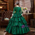 Green Satin Long Sleeve Tiers Rococo Baroque Dress