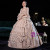 Pink Print Long Sleeve Baroque Dress