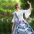 Ball Gown Blue Satin Lace Court Vintage Dress