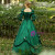 Green Satin Short Sleeve Bow Baroque Dress