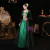 Green Print Long Sleeve Appliques Baroque Victorian Dress