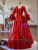 Red Long Sleeve Pleats Baroque Victorian Gown Dress
