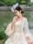Champagne Ball Gown Print Long Sleeve Rococo Vintage Dress