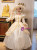 Champagne Satin Lace Long Sleeve Baroque Vintage Dress