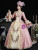 Pink Print Long Sleeve Palace Retro Dress