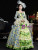 Green Long Sleeve Lace Print Vintage Rococo Dress