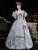 Gray Ball Gown Puff Sleeve Rococo Vintage Dress