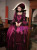 Burgundy Satin Bow Short Sleeve Vintage Victorian Dress
