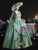 Green Satin Long Sleeve Lace Baroque Victorian Dress