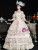 Champagne Print Short Sleeve Baroque Victorian Dress