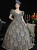 Gray V-neck Lace Puff Sleeve Baroque Victorian Dress