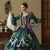 Full length Green Satin Dress featuring a sweeping floor-length skirt