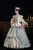 Champagne Satin Print Long Sleeve Rococo Dress
