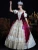 Burgundy Satin Lace Short Sleeve Victorian Dress