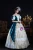 Blue Satin Lace Short Sleeve Straps Victorian Dress