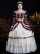 Burgundy Satin Long Sleeve Lace Victorian Rococo Dress