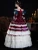 Burgundy Satin Long Sleeve Lace Victorian Rococo Dress