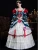 Blue Satin Long Sleeve Lace Bow Vintage Dress