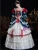 Blue Satin Long Sleeve Lace Bow Vintage Dress
