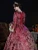 Full length Burgundy Lace Dress with long sleeves and a tiered skirt