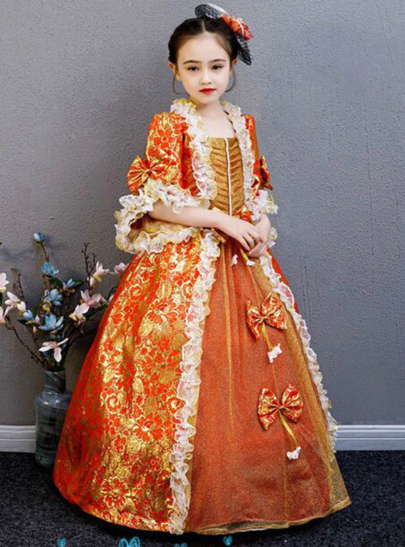 Red Ball Gown Girls Rococo Baroque Dress