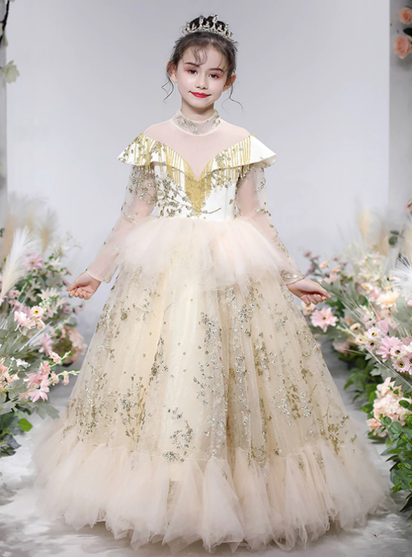 In Stock:Ship in 48 Hours Tulle Sequins Flower Girl Dress