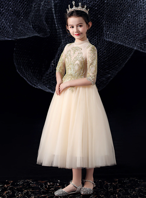 In Stock:Ship in 48 Hours Tulle Appliques Short Flower Girl Dress