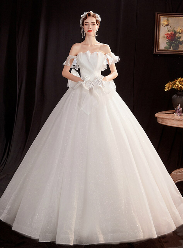 In Stock:Ship in 48 Hours Fashion White Tulle Wedding Dress