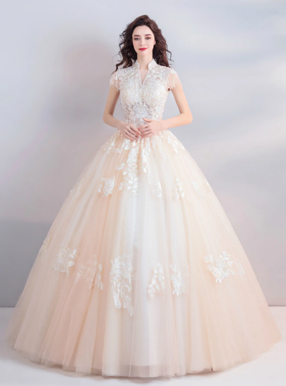 In Stock:Ship in 48 Hours Tulle Appliques Quinceanera Dress