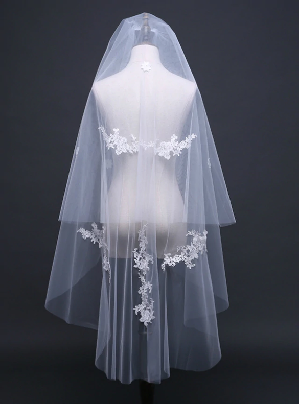 Double Veil Tulle Lace Wedding Gauze