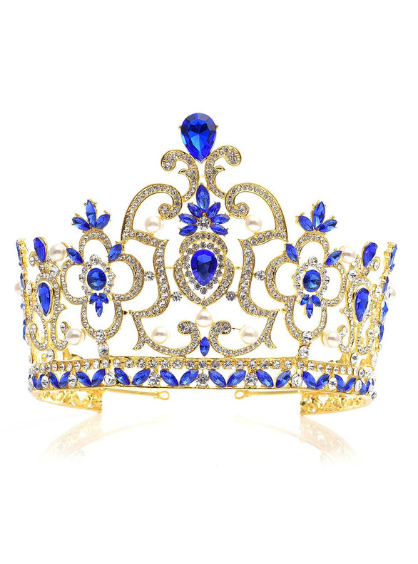 Roay Blue Crown Tiara Crystal Crown