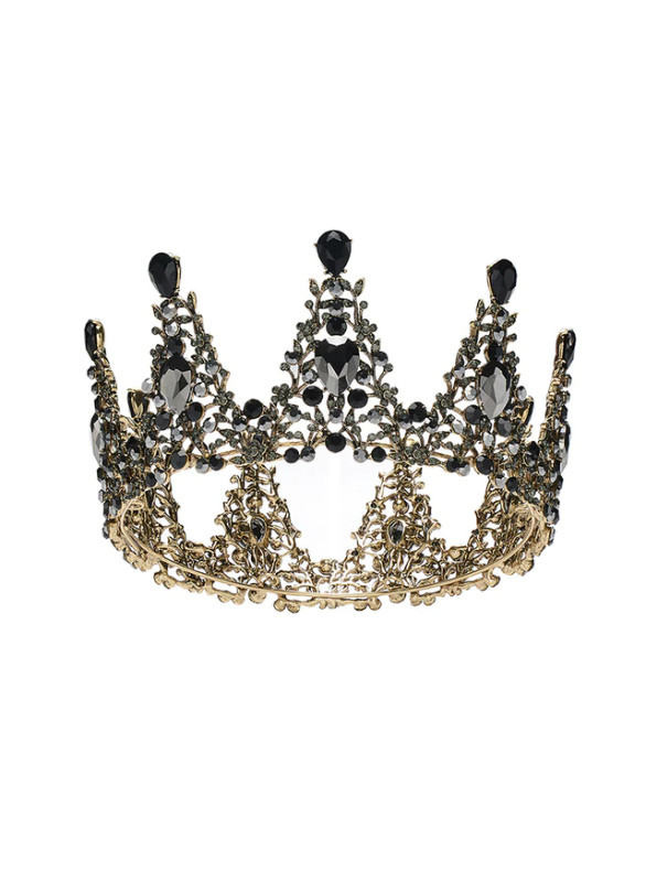 Black Retro Baroque Round Crown Headdress