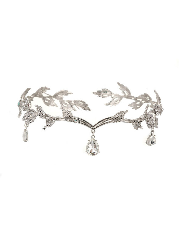 Silver Eyebrows Drop Tiara Alloy Rhinestone Crown