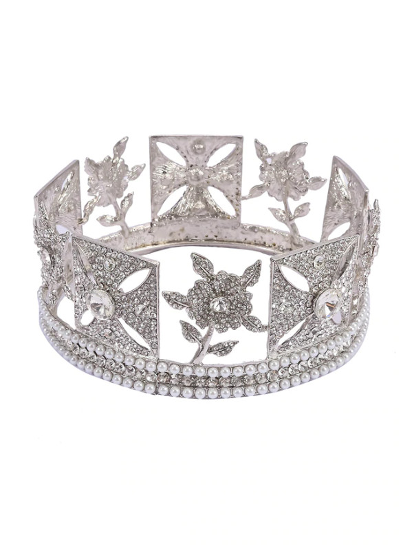 Retro Bride Pearl Queen Girls Crown