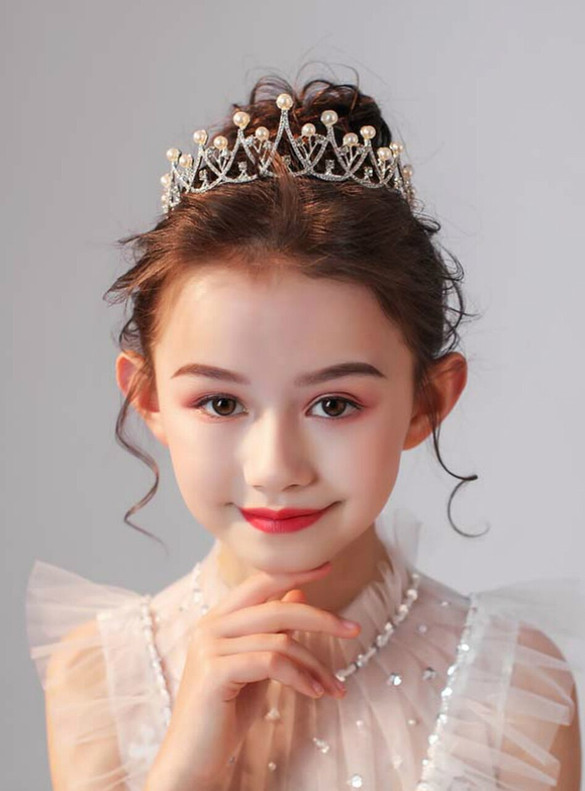Girls Crown Tiara Princess Crown Pearl Rhinestone