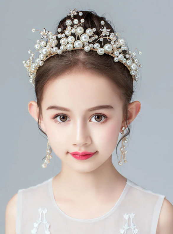 Girls Headdress Princess Hairband Pearl Hair