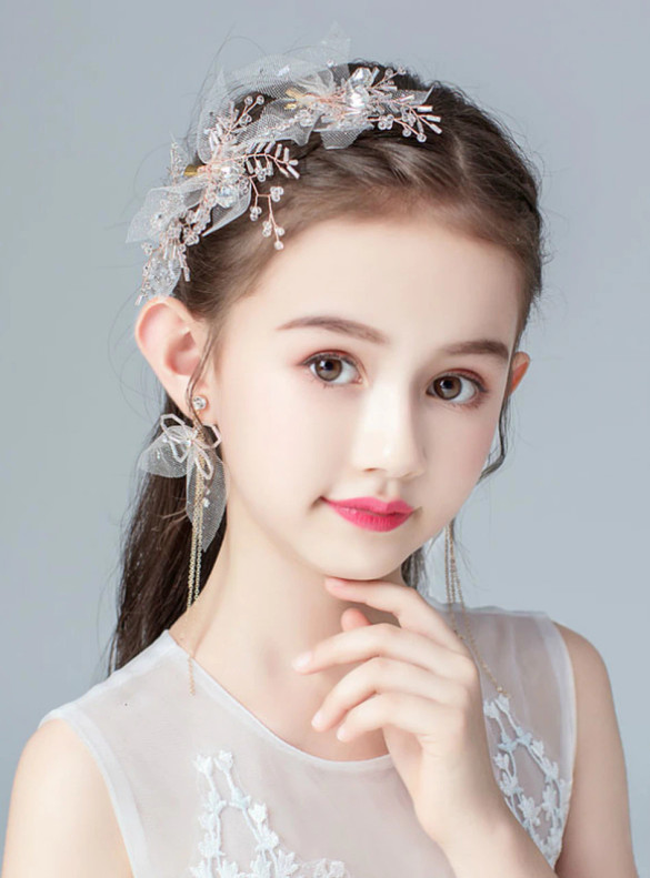 Girl Headdress Crystal Tiara Princess Hairpin Clip Set