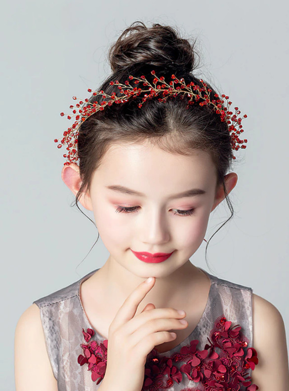 Girl's Red Garland Flower Headband