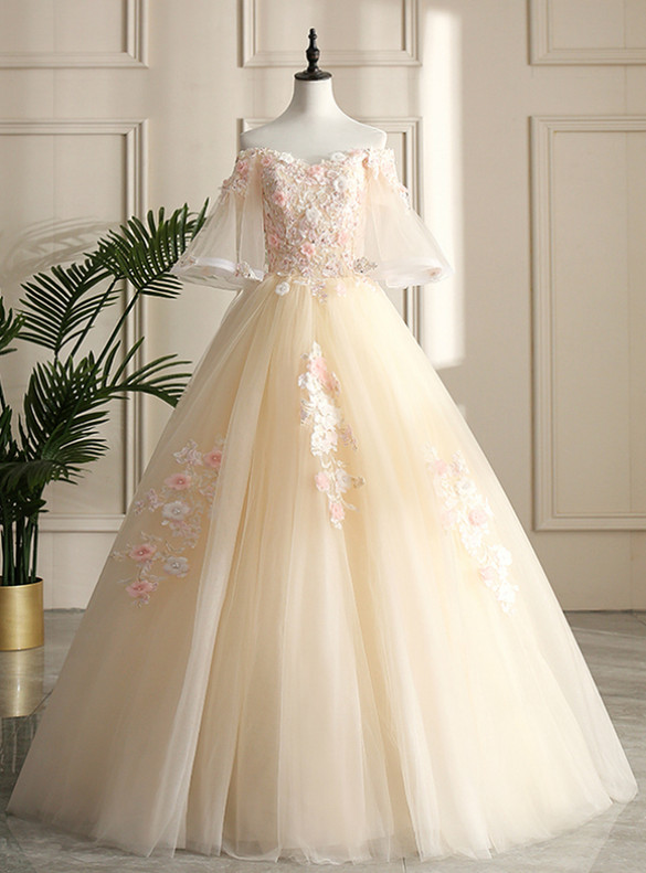 Tulle Off the Shoulder Appliques Quinceanera Dress